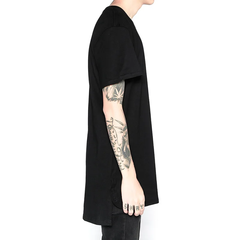 2026 New Men's T-shirt Arc Hem Long Tees High Street Hip Hop Loose Bottom Tops Tees Short Back Long Short Sleeve Men T-shirt