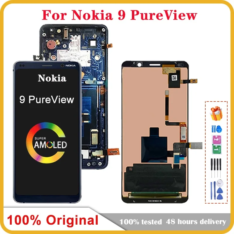 5.99'' Original For Nokia 9 PureView LCD Display Digitizer Assembly For Nokia 9P TA-1094 A-1087 Touch Screen Fingerprint Sensor