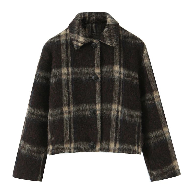 

Willshela Women Fashion Plaid Single Breasted Jackets Vintage Lapel Neck Long Sleeves Female Chic Lady Outfits