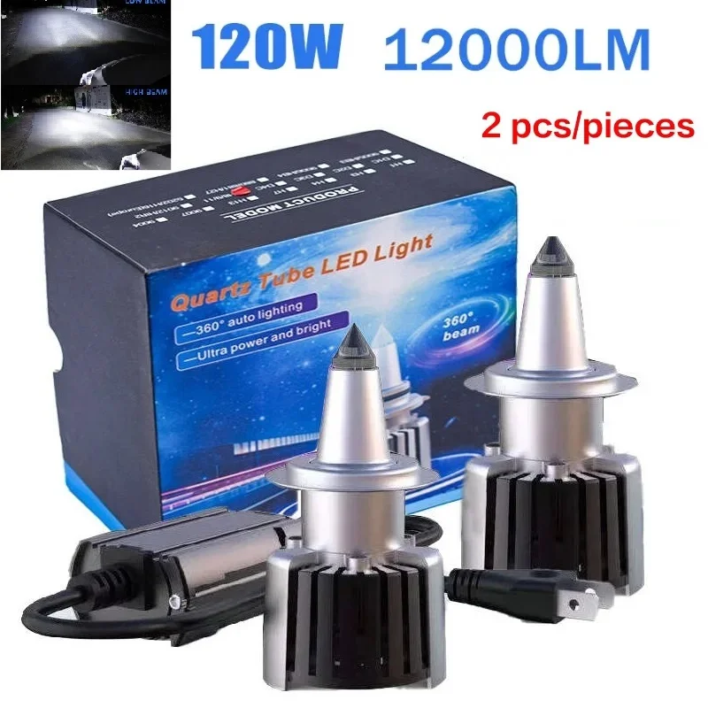 Super Bright 120W H1 H7 LED H8 H11 HB3 9005 HB4 9006 D1S D2S D3S D4S 9012 Canbus Car Headlight Bulbs 25000LM Auto Lamp 12V 6000K