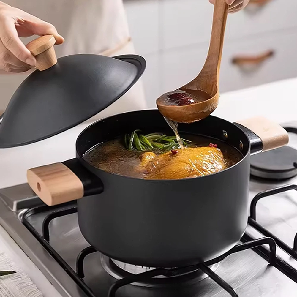 Binsly 3Pcs Cookware Set Non-Stick Metal Frying Pan & Soup Pot with Lids Induction Ready Kitchen Essentials