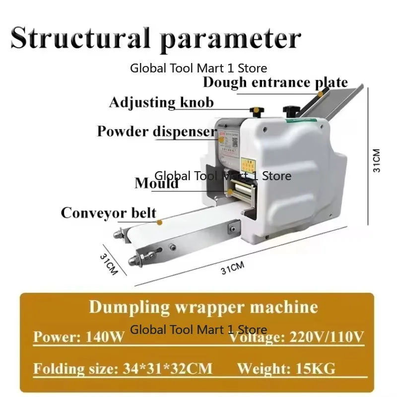 Comm-ercial Dum-pling Wont-on Skin Roller Machine 220-240V Multi-Fun-ction Cust-om Size