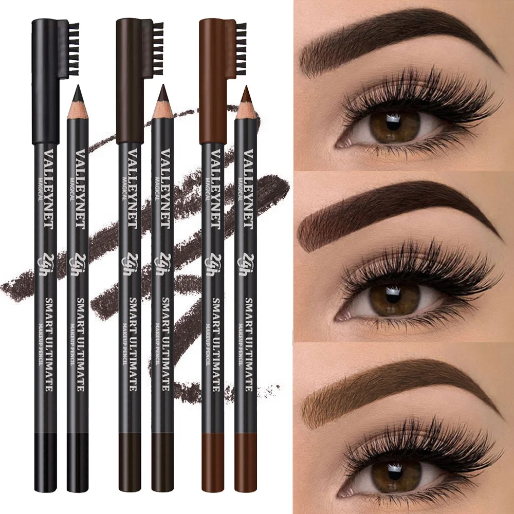 6 قطع/مجموعة أقلام حواجب خشبية فائقة الدقة تدوم طويلاً ومقاومة للماء وسهلة الاستخدام، مثالية لمكياج العيون اليومي #1