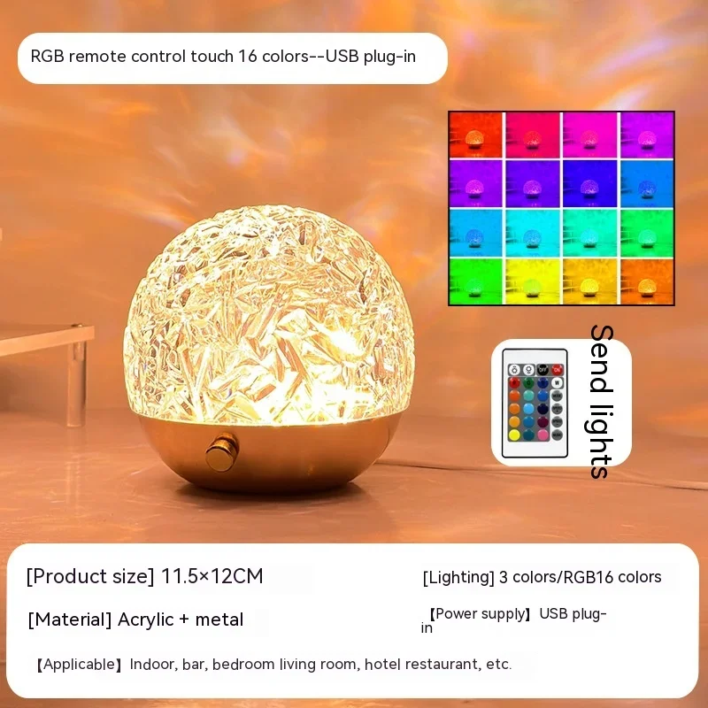 

Crystal Water Ripple Projector Night Light Emotional Light Bedside Lamp Home Bedroom Decoration Beautiful Sunset Light Gifts