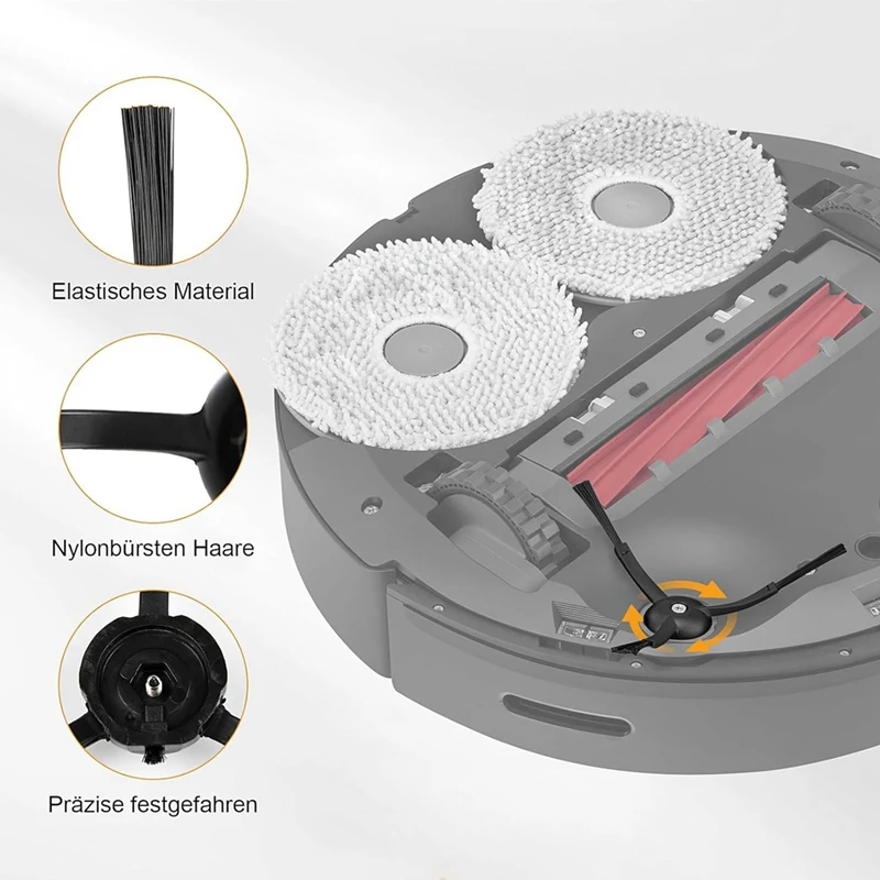 Replacement Set For Roborock Q Revo Robot Suction Station, Replacement Parts Includes Main Brushes, Wipes, HEPA Filters