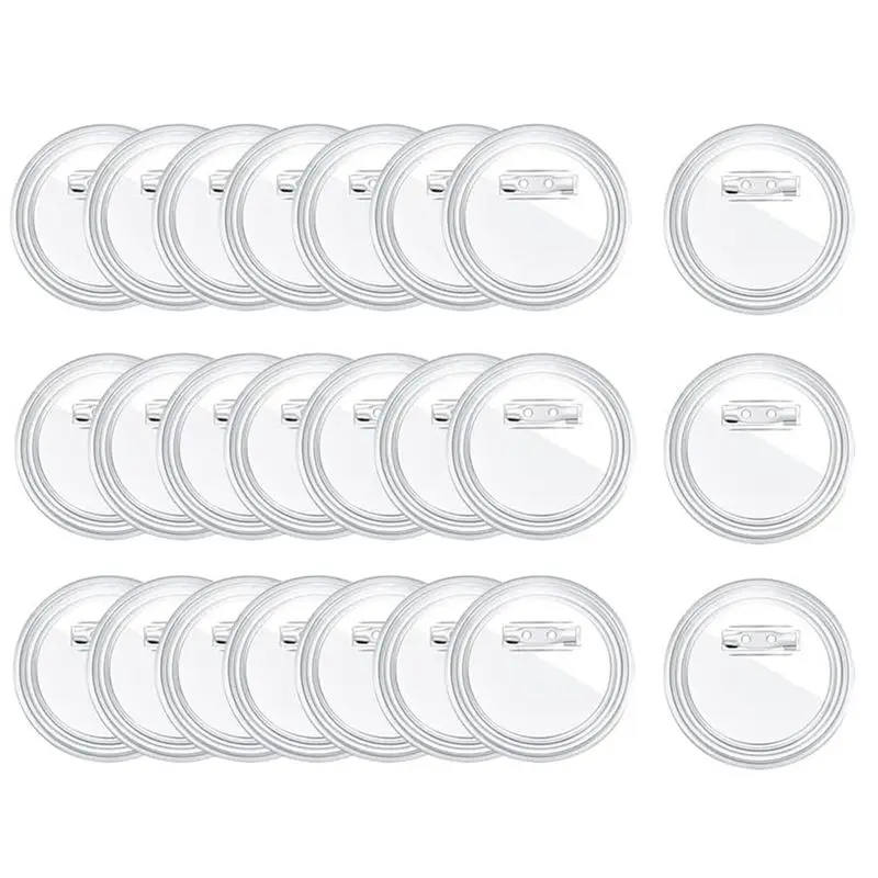 

Retail 3 Inch Acrylic Button Pins Clear Plastic Button Badges Pin Craft Button With Pin Blank Pins Photo Buttons Pin, 25 Pack Du