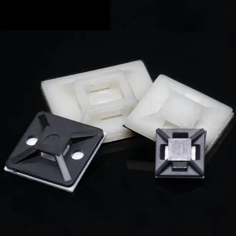 50 Pcs 검정 흰색 HS 유형 클램프 케이블베이스 마운트 자체 접착 케이블 와이어 지퍼 타이 마운트 케이블 바인딩 용베이스