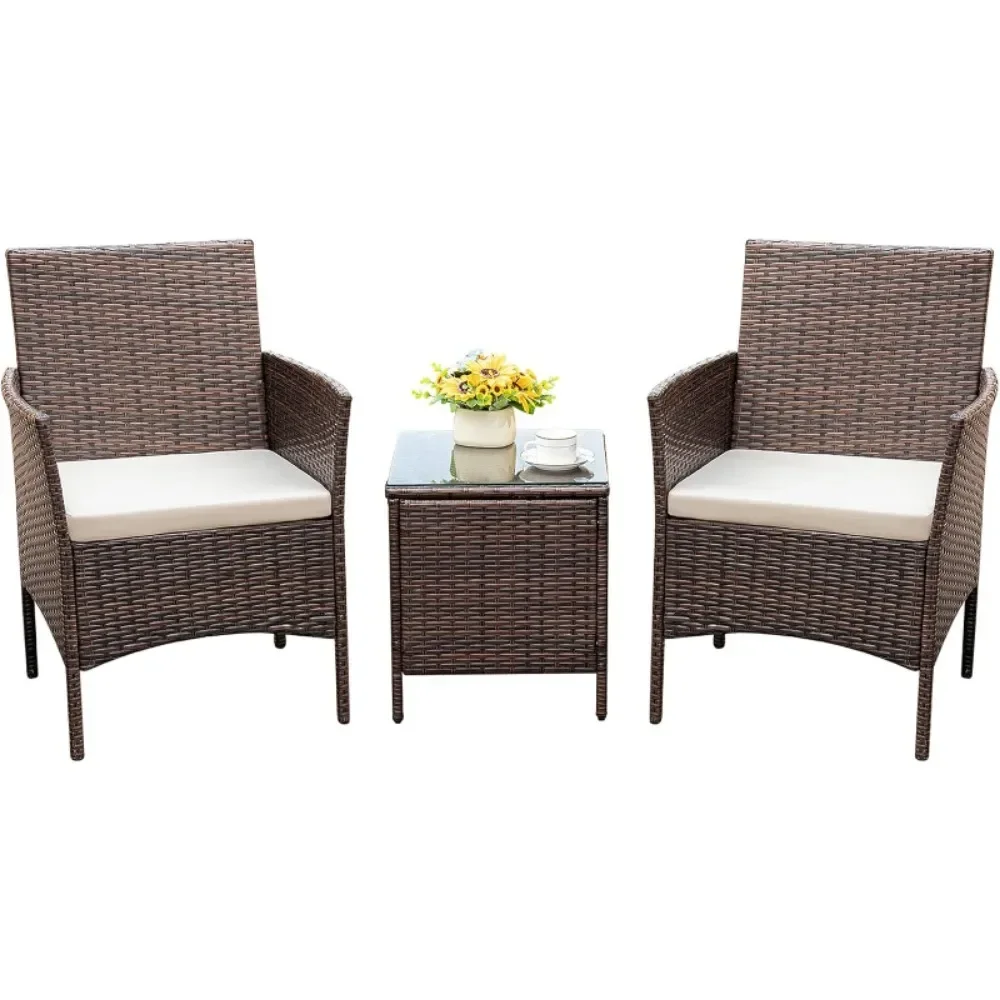 

Patio Chairs Set of 2 Outdoor Front Porch Furniture Bistro Set 3 Piece Wicker Patio Chairs Balcony Furniture for Backyard