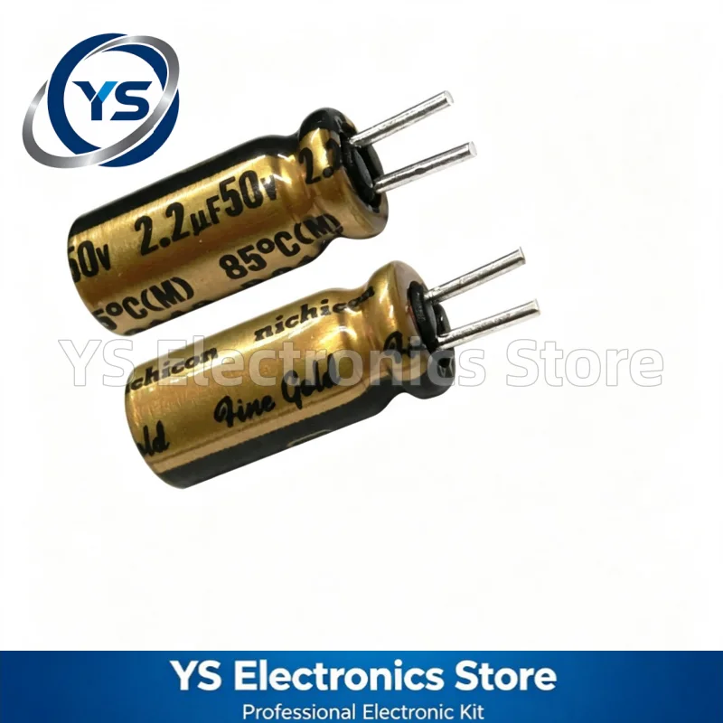 20pcs/lot Nichicon Fine Gold FG Series 50V 2.2uF 5x11mm 2.2UF50V 50V 2.2UF UFG1H2R2MDM1TD Hi‑Fi Aduio Electrolytic Capacitor 20%
