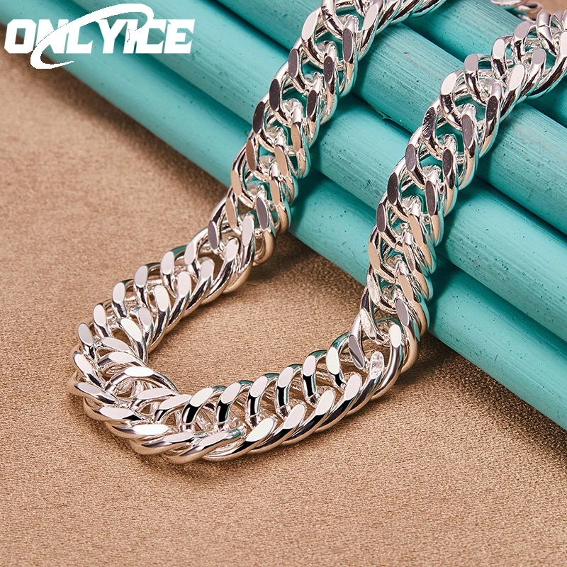 925 Sterling Silver 50cm 10mm Cuban Chain Necklace For Man Fashion Jewelry Trend Personality Hip Hop Trendsetter Accessories