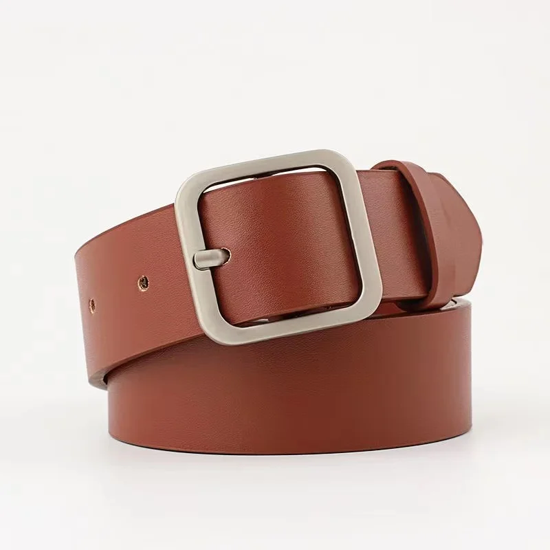 ALA Rising|2024C New Style Belt Real Leather Square Metal Vintage Simple Design All Mtach Women Belts