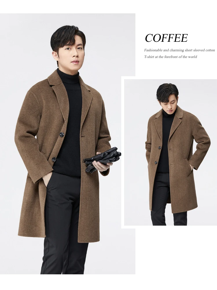 Korean autumn/winter 100% wool coat for men