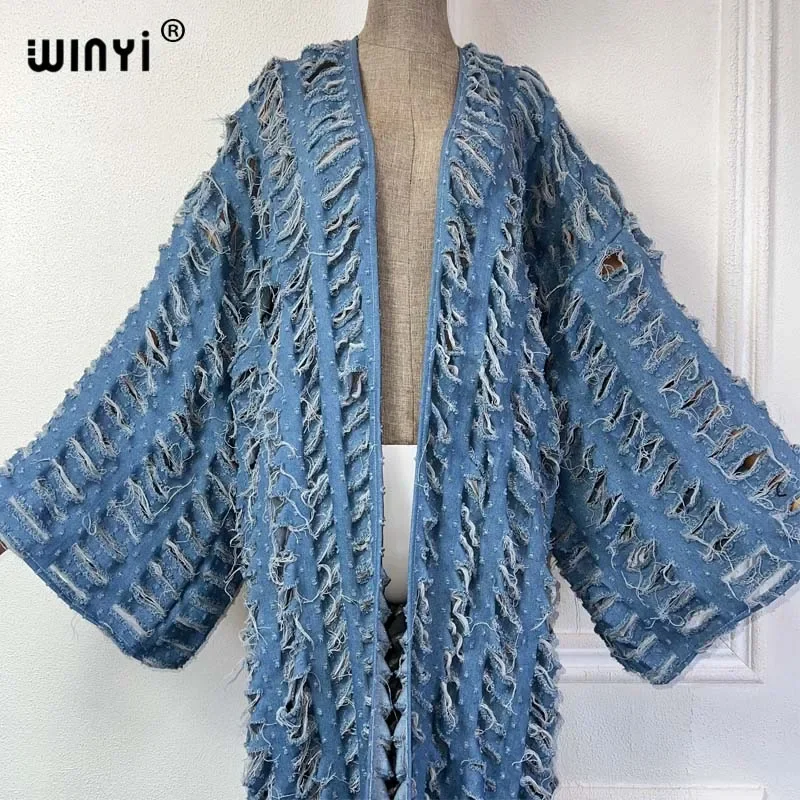 WINYI summer new kimono africa Bohemia print beach cover up maxi dress cardigans beach wear women 2024 abaya dubai luxury