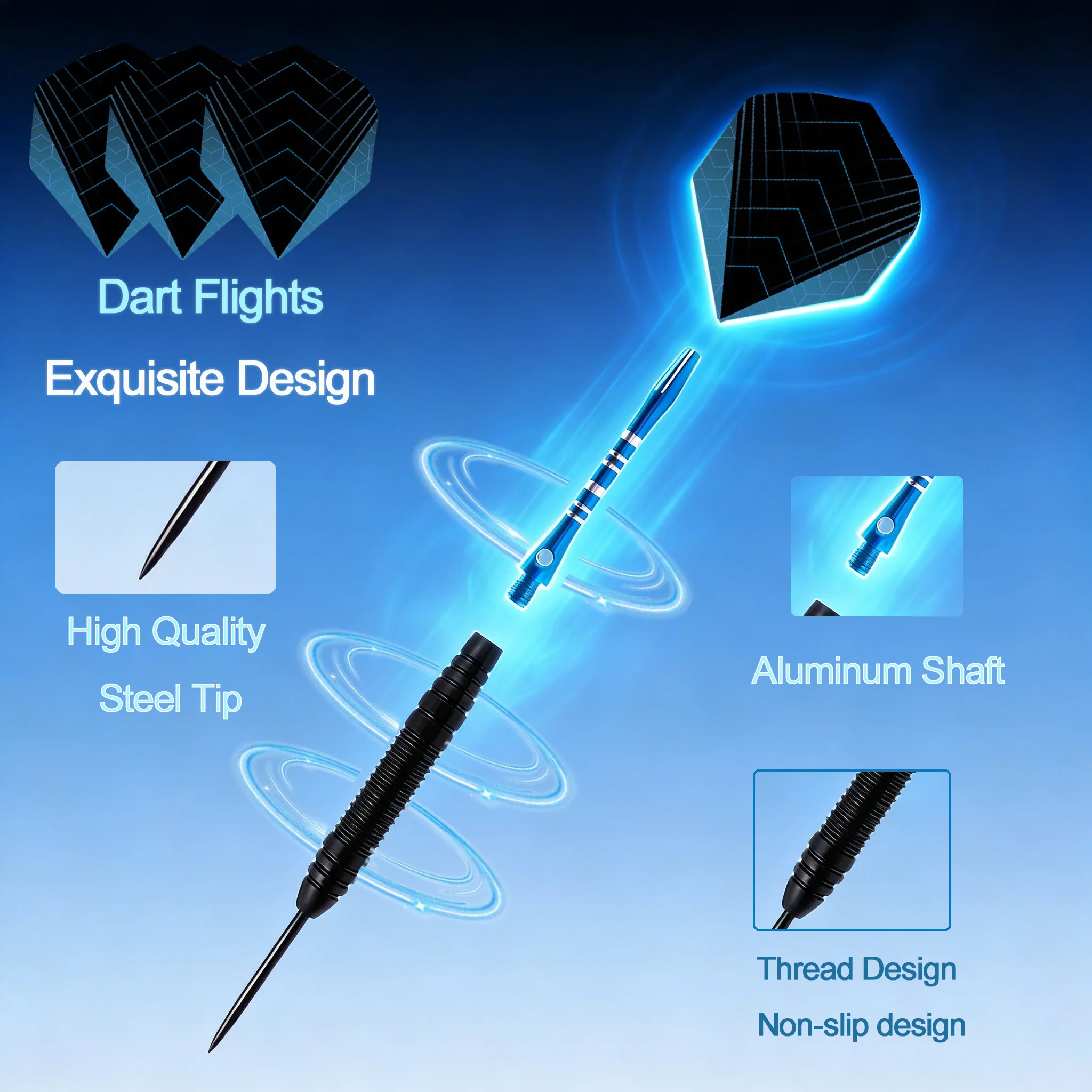 

TRALOW Professional Darts Metal Tip Set Steel Tip Darts with Aluminum alloy Shafts for Gatherings Competitions Training Games