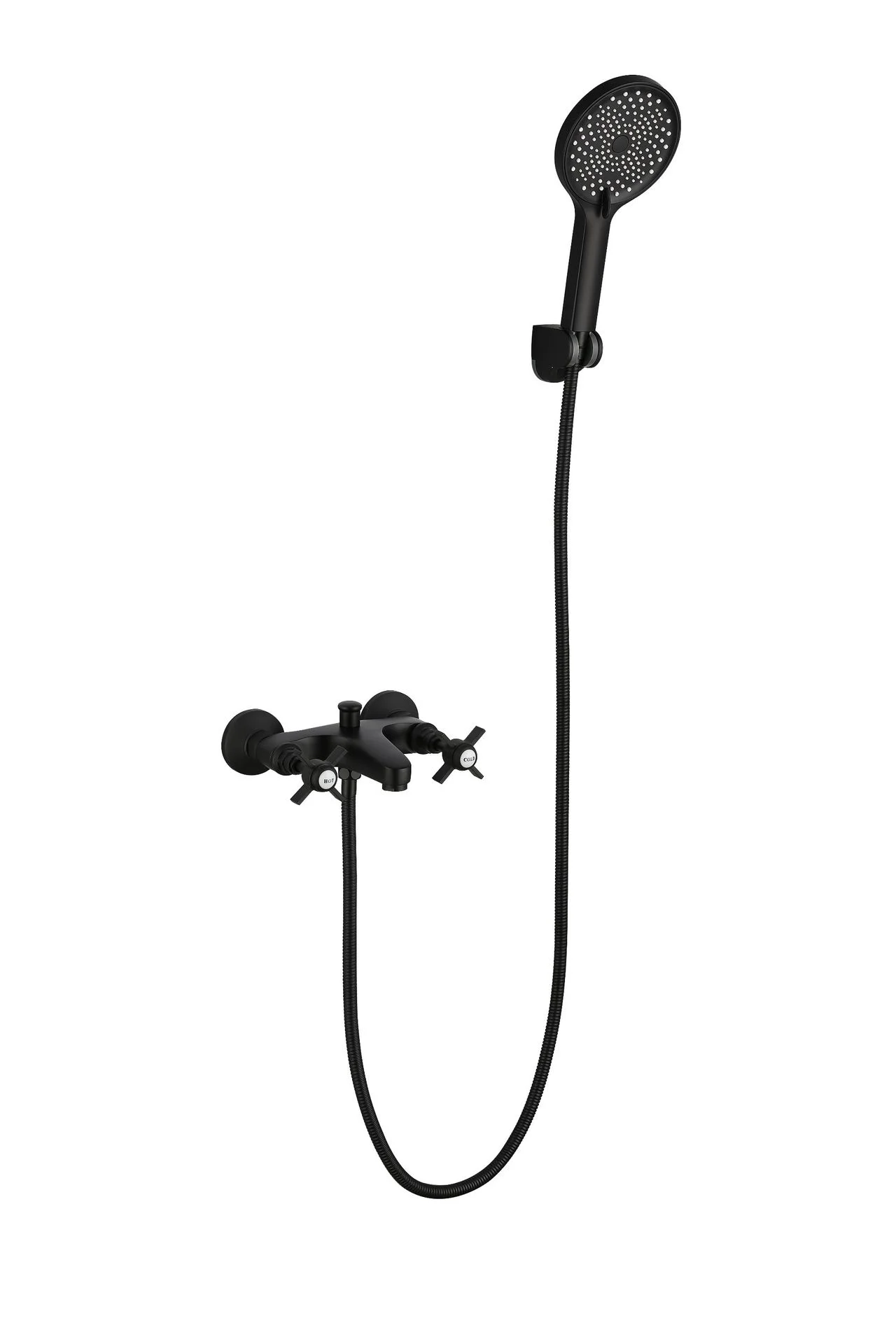 Rubinetto per doccia da bagno moderno a parete con rubinetto in ottone cromato con maniglia singola con soffione a risparmio idrico ad alta pressione