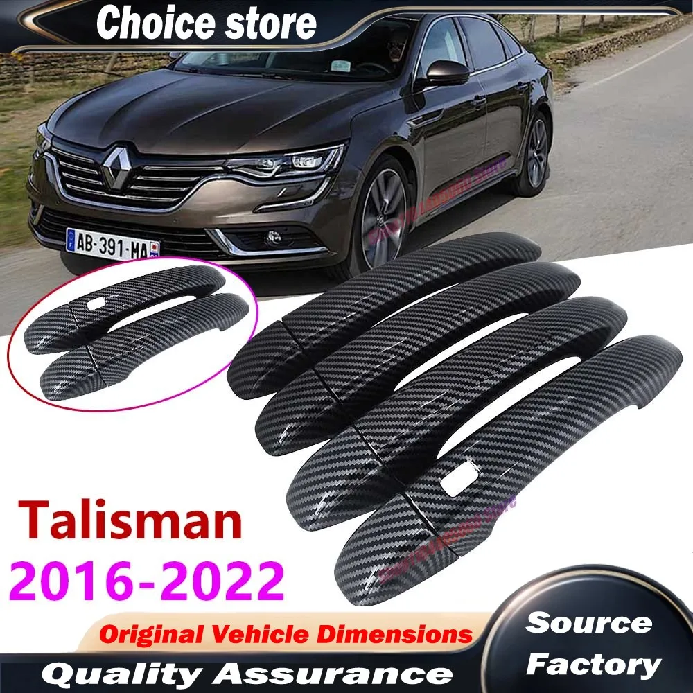For  Renault Talisman Samsung SM6 2016~2022 4pcs Carbon Fiber Door Handle Cover Catch Trim Car Cap Accessories