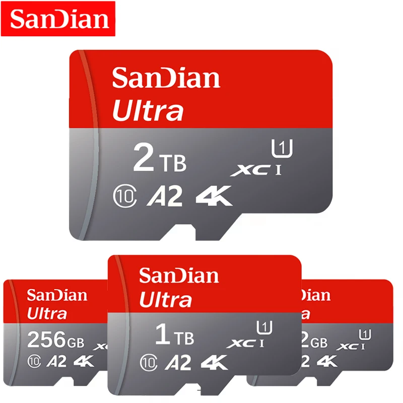 Флэш-карта памяти 2 ТБ U3 1TB 512GB Micro TF SD Card 128GB 256GB U3 V30 4K Full HD TF флэш-карта для телефона/компьютера/камеры