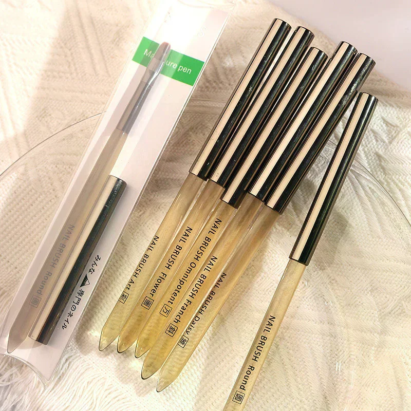 الأشعة فوق البنفسجية هلام مسمار فرشاة فنية الاكريليك رسم اللوحة الخط الفرنسي/زهرة القلم الأظافر تلميح التدرج بناء العلاج بالضوء فرشاة مانيكير #4