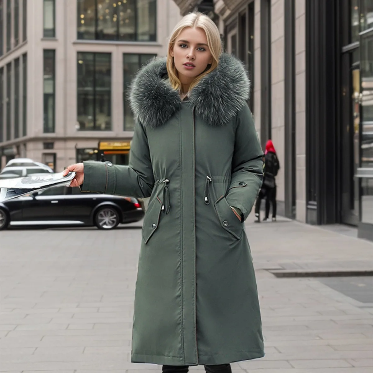 One Coat Three Wear Parkas Women's New Detachable Long Fashion Korean Version Large Size Fleece Warm Down Cotton Parkas