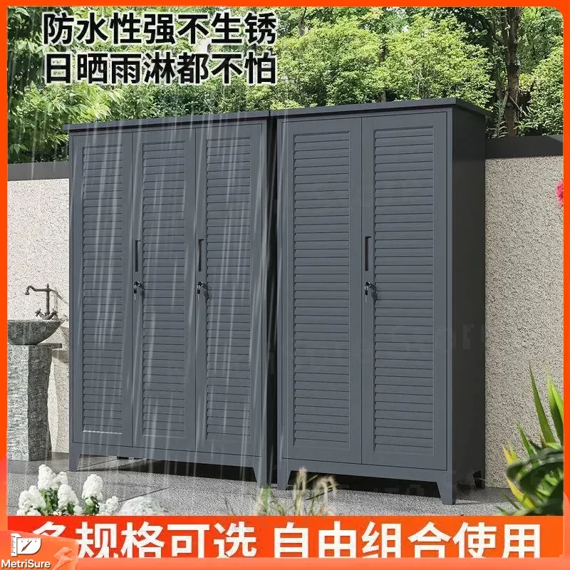 Outdoor Locker Rainproof Sunscreen Garden Glove Cabinet Venetian Door Balcony Cabinet Villa Locker Garden Tool Cabinet