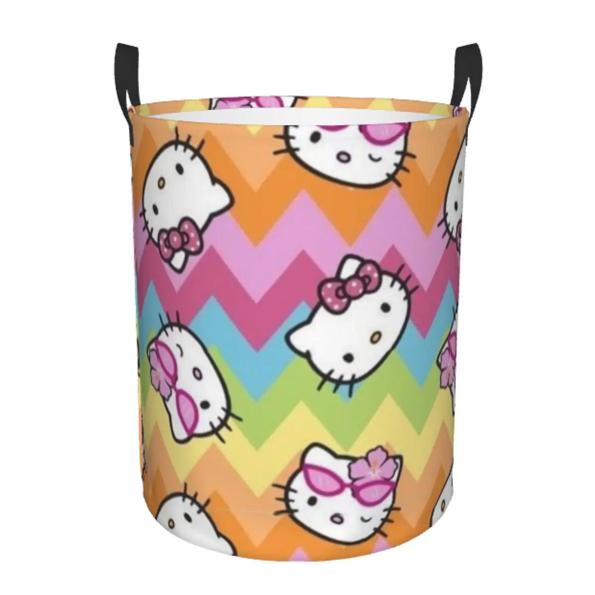 

Collapsible Round Single-Layer Laundry Basket Hello Kitty Portable Dirty Clothes Hamper for Bathroom, Bedroom, and Laundry Room