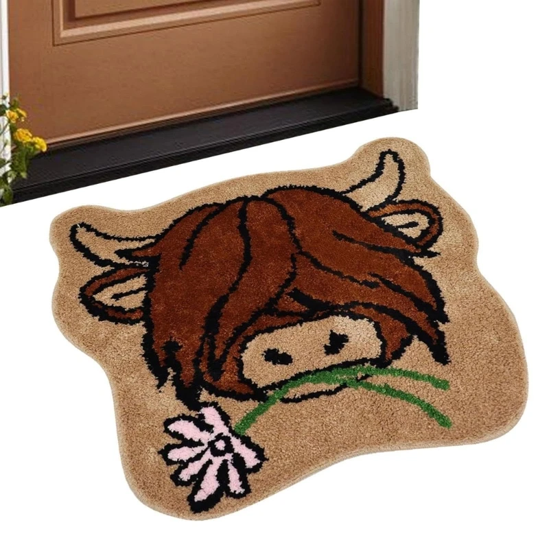 Antislip Highlands Cow Entrance Doormat Carpet for LivingRooms Bedroom Balconies Rug Drosphip