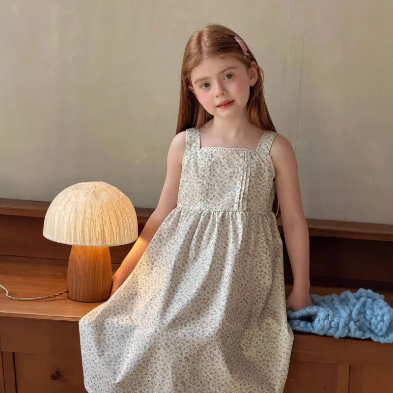 

Girls' Dress2026Summer New Children's Floral Princess Dress Baby Lace Thin Strap Dress