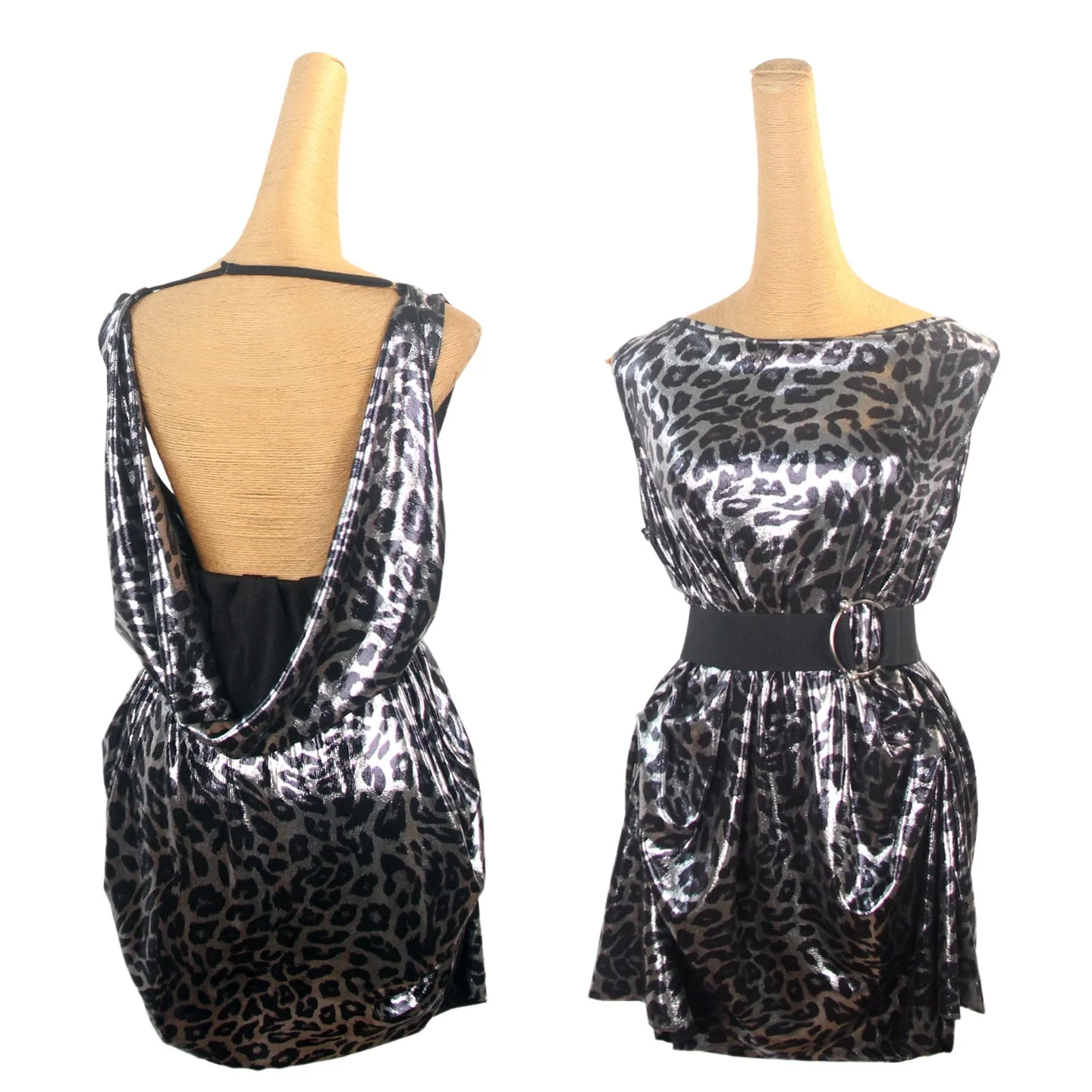

Silver Leopard Latin Dance Dress Women Backless Sleeveless Loose Practice Clothes Adult Rumba Dance Performance Dress DNV24039