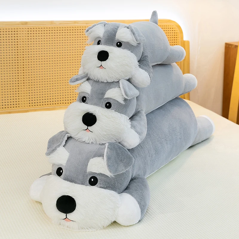 

Удлиненная плюшевая игрушка для собаки, очаровательная подушка для плюшевых животных шнауцера, супермягкий обнимающий компаньон для дивана-кровати, игрушка в подарок на день рождения