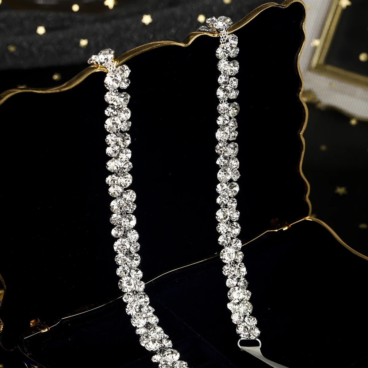 بسيطة الشظية كريستال السباغيتي حزام للنساء أزياء فستان العروس حزام الملحقات حساسة حجر الراين الخصر سلسلة وشاح #4