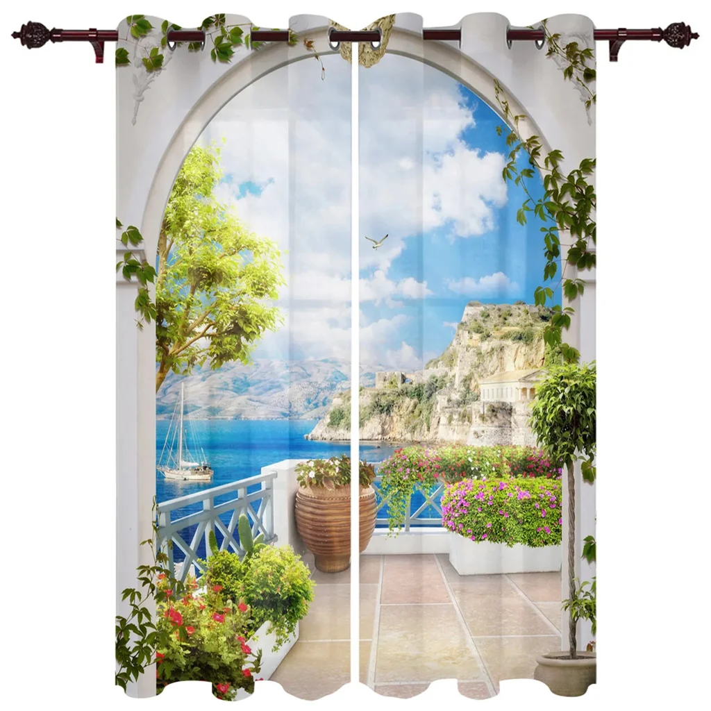 Outdoor Curtains Garden Balcony View Living Room Kitchen Curtains Drape For Patio Garden Gazebo Yard Valance Bedroom Curtains