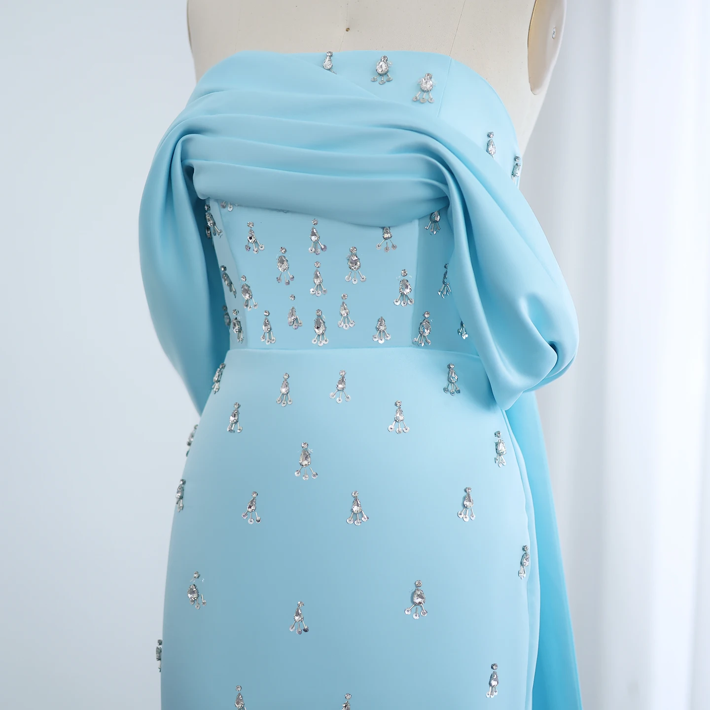 Sharon Said-vestido de noche de lujo para mujer, color rosa bebé, con hombros descubiertos, boda, Arabia Saudita, Dubái, vestidos formales largos para fiesta de graduación SS500 personalizados