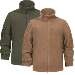 Men's Warm Polar Winter Tactical Fleece Jackets Outdoor Stand Collar Coat Multi-Pockets Casual Hiking Camping Trekking Climbing