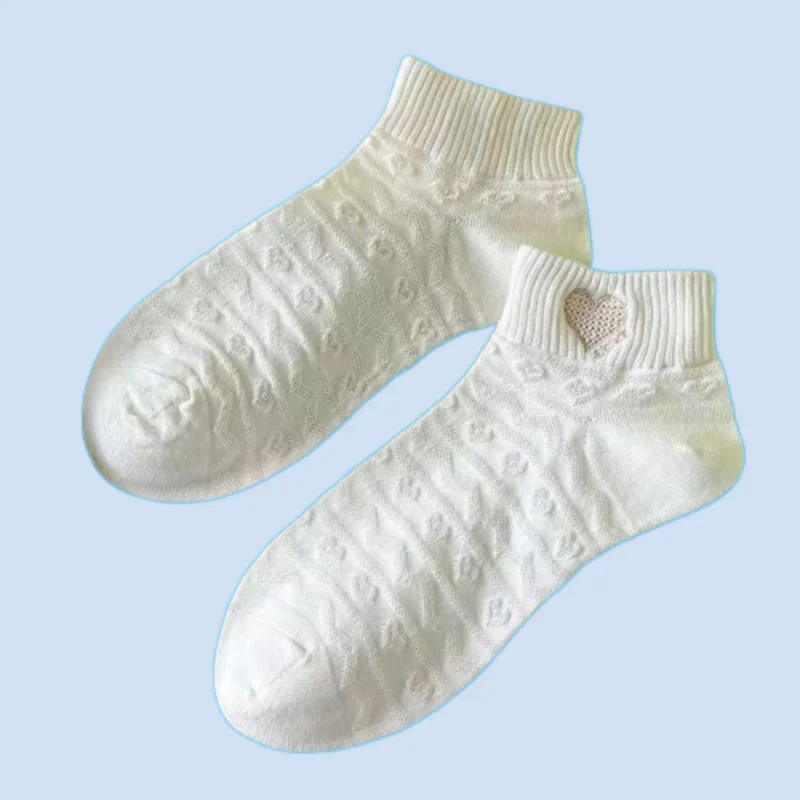 5/10 Pairs Shallow Mouth Short Barrel Summer Spring and Autumn Cute Japanese 2024 White Boat Socks Bear Socks Girls Short Socks