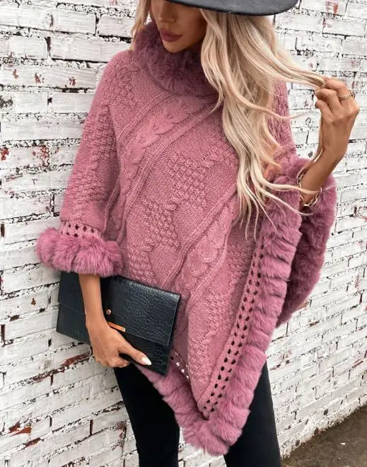 

Loose Large Size Autumn and Winter Warmth 2025 New Product Thick Fried Dough Twists Sweater Cloak