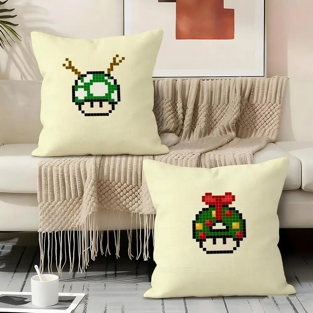 Mushroom Christmas Outfit Pillow Case Pillowcase, Double-sided Printed, Sofa Cushion, Bedroom Headboard Pillow