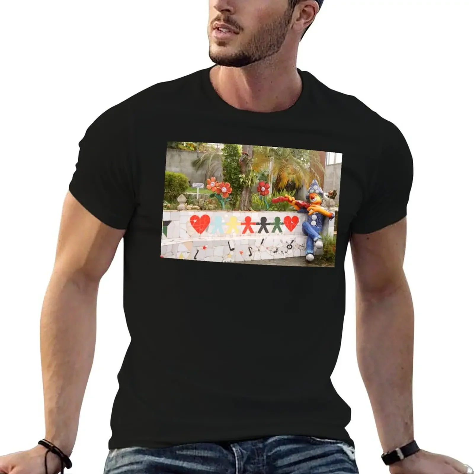 

Cuba - Muraleando - bench T-Shirt funny gifts plain Luxury man heavy weight t shirts for men