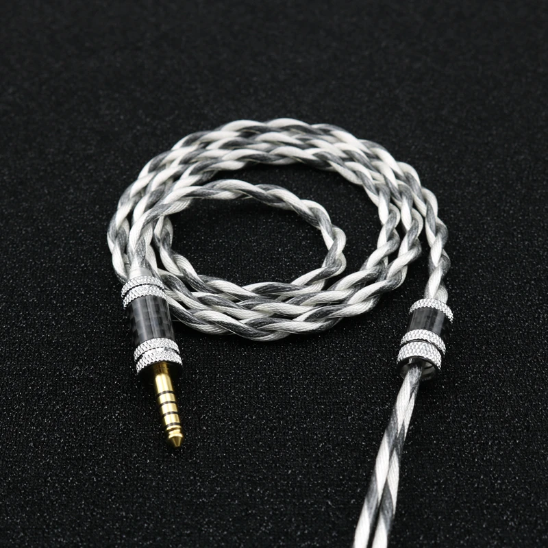 XINHS 2-Core Silver Black 5N Monocrystalline Copper Silver Plated Headphone Upgrade Cable MMCX/2Pin 3.5/2.5/4.4mm for HOLA Zero