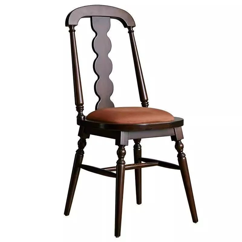 

Retro American solid wood backrest dining chair rattan dining chair simple