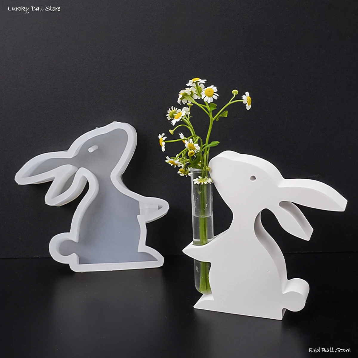 Rabbit Hydroponic Vase Silicone Mold Easter Bunny Decoration Flowerpot Vase Concrete Mould Test Tube Flower Pot Molds Home Decor image 4