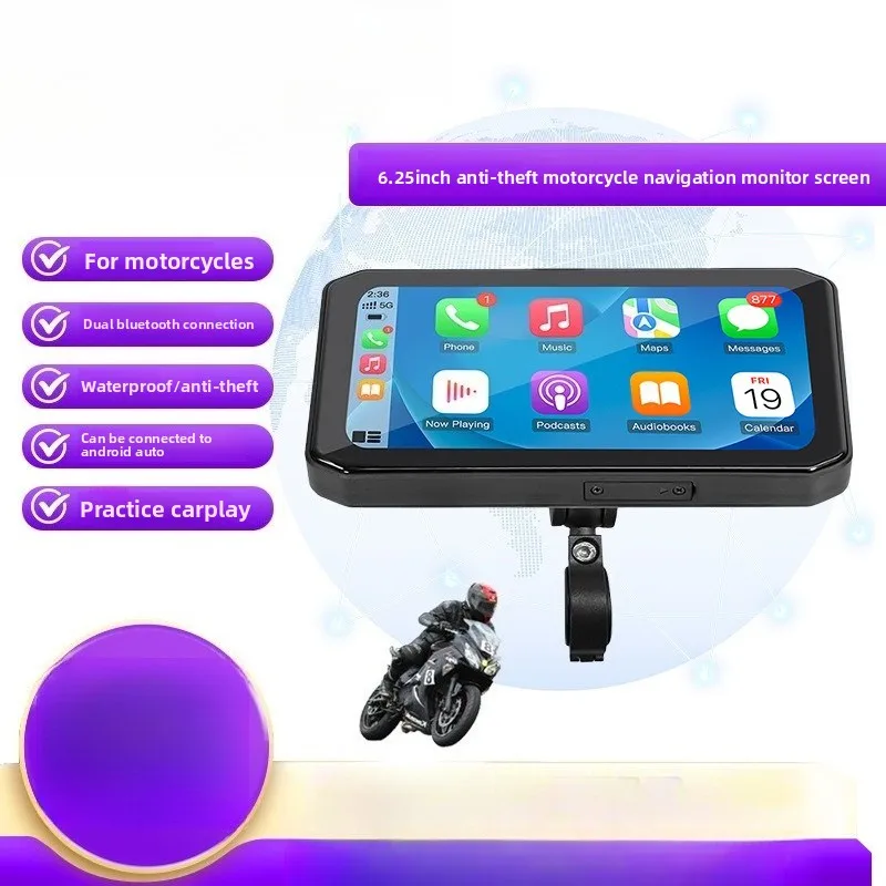

6.25Inch Anti-theft Motorcycle Navigation Display with Bluetooth Carplay Waterproof IPS High Definition Display