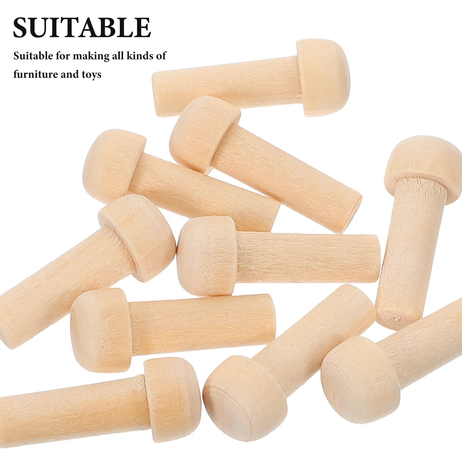50Pcs Wood Mushroom Pegs Natural Blank Axle Pegs 0.79x0.31 Smooth Unfinished Wood Dowels for DIY Crafts Home Decor Train Craft