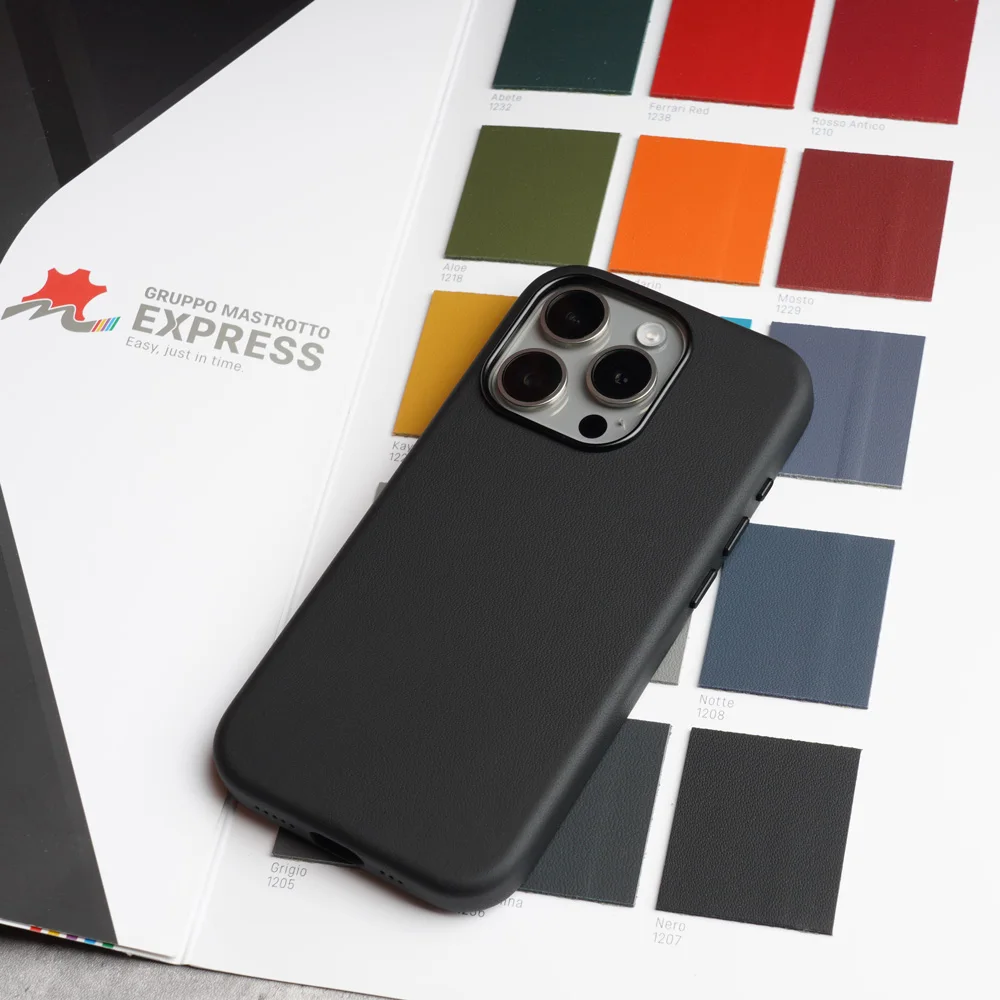 Italian Nappa Genuine Leather Case for iPhone 15 14 13 Pro Max Magnetic Supercar Interior Business Premium Cow Phone Cover