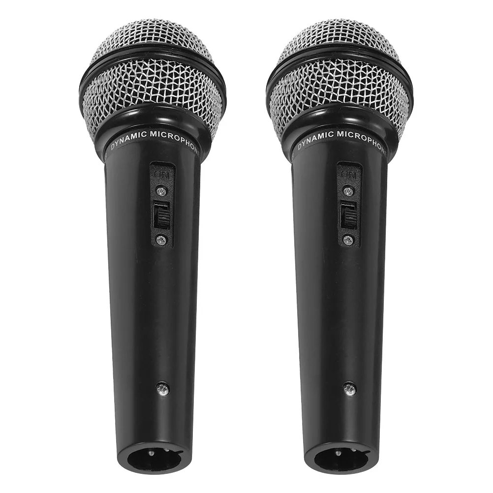 

2 Pcs Microphone Prop Children Props for Kids Plastic Simulated Black Wireless Microphones