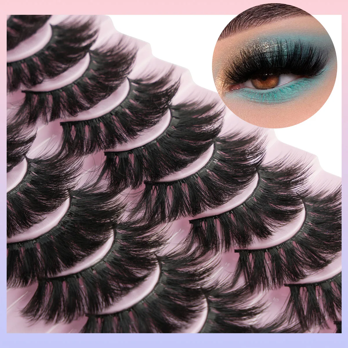 3D Mink Cílios Postiços, Meia Extensão Dos Cílios, Natural Longo Cat Eye Lashes, Faux Cils, Maquiagem Wispy, Handmade, 3 Pares, 10 Pares