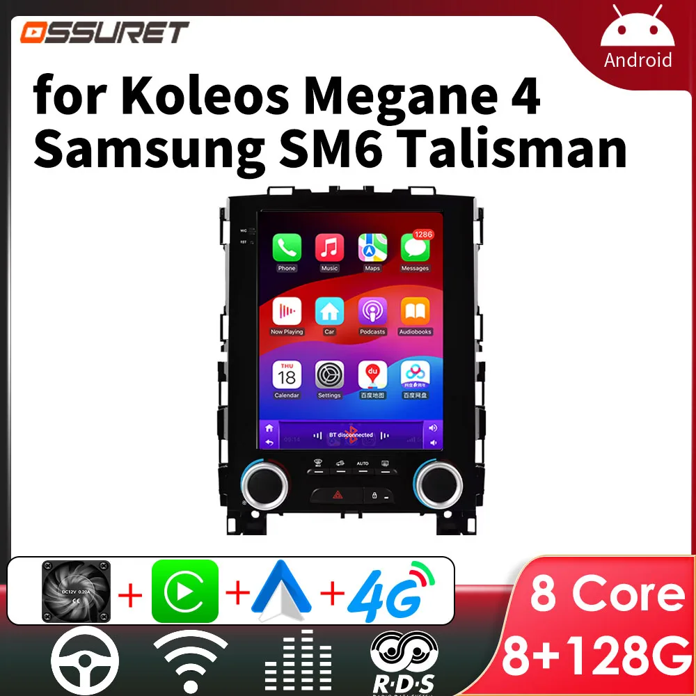 Multimediale intelligente per auto per Renault Megane 4 Koleos Samsung SM6 Talisman 2017 - 2019 Carplay 4G 9.7 pollici WIFI 2Din Android 14