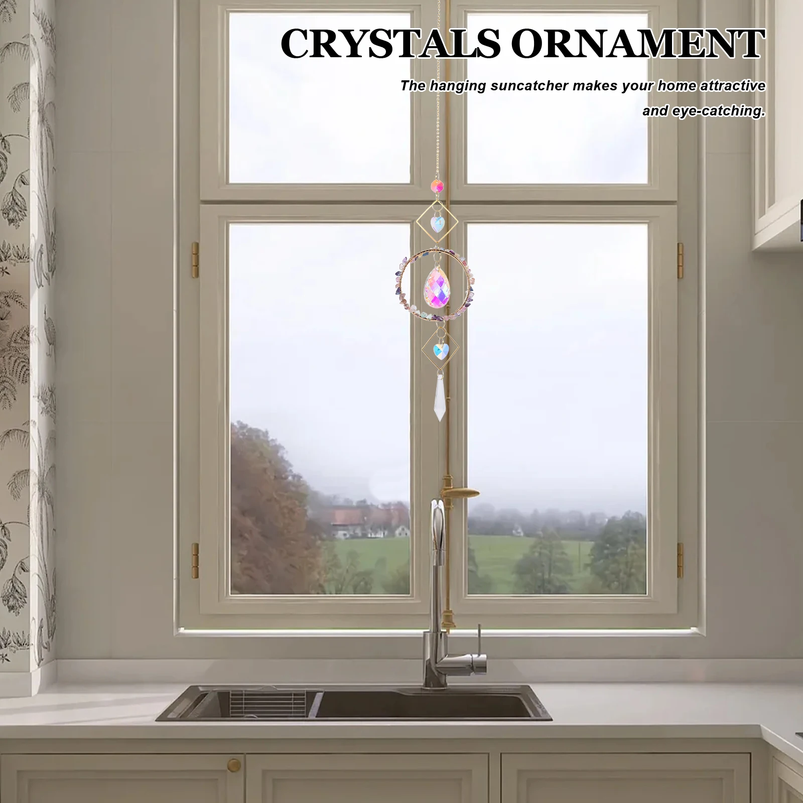 

Crystal Sun Catcher Pendant Hanging Decoration Durable Copper Prism for Window Home Garden Indoor Light Catchers