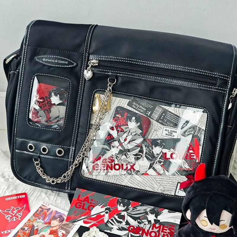 

Оригинальная стильная сумка Ltabag с двойным окном, большая вместительная сумка через плечо для подростков и студентов, повседневная сумка-мессенджер, унисекс