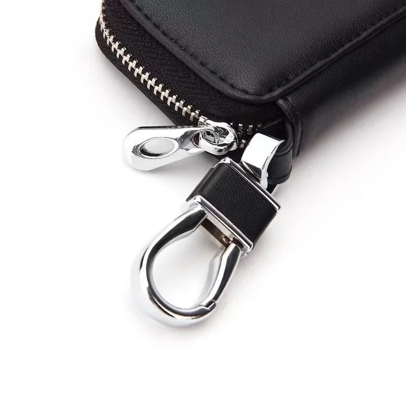 Genuine Leather Car Key Fob Case Cover Keychain Zipper Bag Protection Shell For Alfa Romeo MIto Auto Accessories