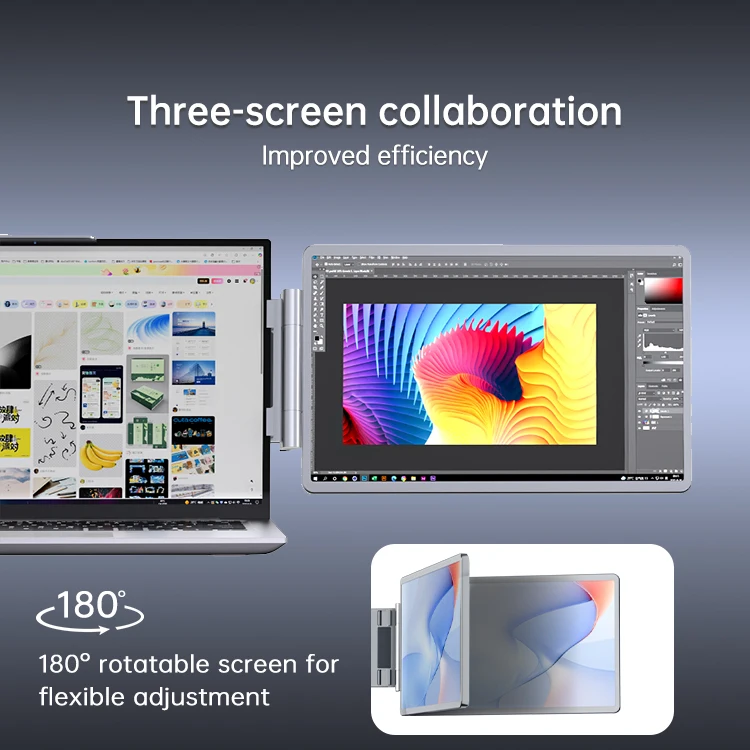 2026 فريدة من نوعها بالجملة 14 بوصة المحمولة الثلاثي شاشة تمديد IPS لوحة نوع المزدوج الجانب توسيع شاشات الكمبيوتر المحمول